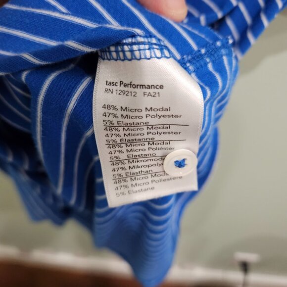 tasc Performance Cloud Polo Men' s XL – Galactic Blue Heather | Brookline Stripe - Picture 3 of 3